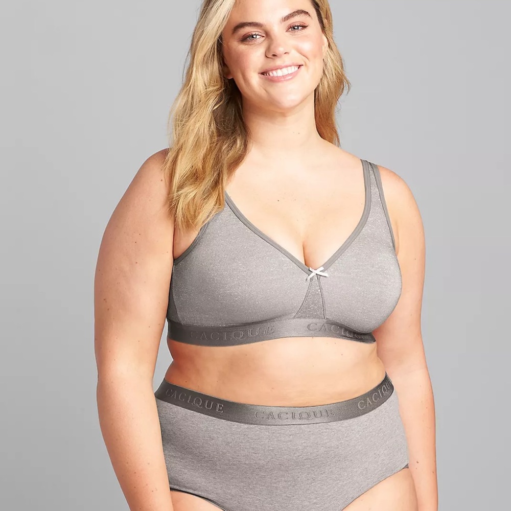 New Cacique from Lane Bryant Heather Gray No Wire Unlined Cotton Bra